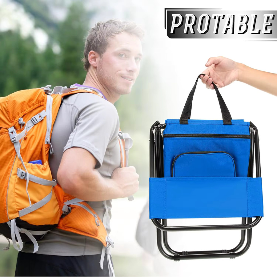 SUITU Outdoor-Campingstuhl mit abnehmbarer Kühltasche in Blau - Bild 3