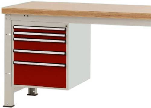 Manuflex Gehäuse-Unterbau PROFI ZB4881.3003 in Rot mit 5 Schubfächern, Nutzhöhe: 50 cm, für Werkbanktiefe: 70 cm - Bild 1