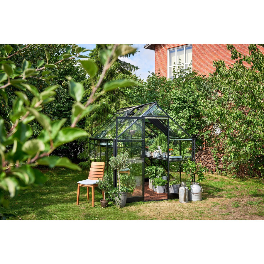 Halls Gewächshaus Qube QUBE 6 in Schwarz mit 5 m² Fläche, Sicherheitsglas und Aluminiumrahmen - Bild 2
