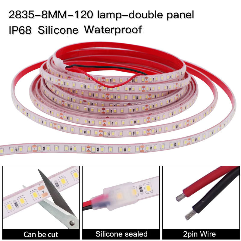 HEGEHE RGB LED-Streifen IP68 Wasserdicht Multicolour mit 120 LED/m und selbstklebendem Silikonband - Bild 5