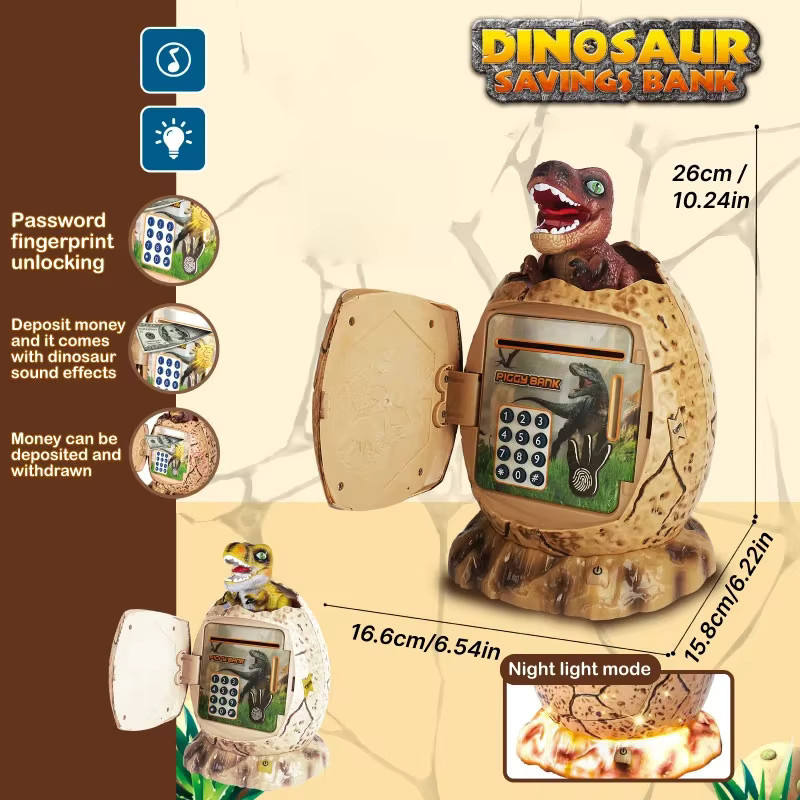 Kmoist Dinosaurier-Ei Münzsafe, mit LED-Licht, Spielzeug - Bild 3
