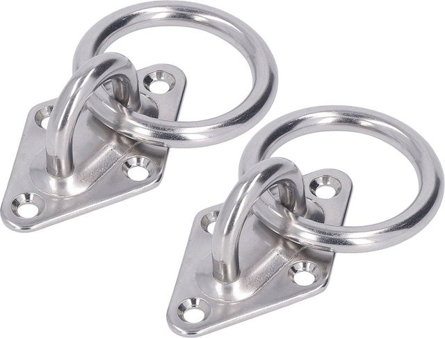 Igeteck Hängemattenset aus Edelstahl in Silber mit Schraubverbindungsring, Spreizschraube und Schnalle - Bild 1