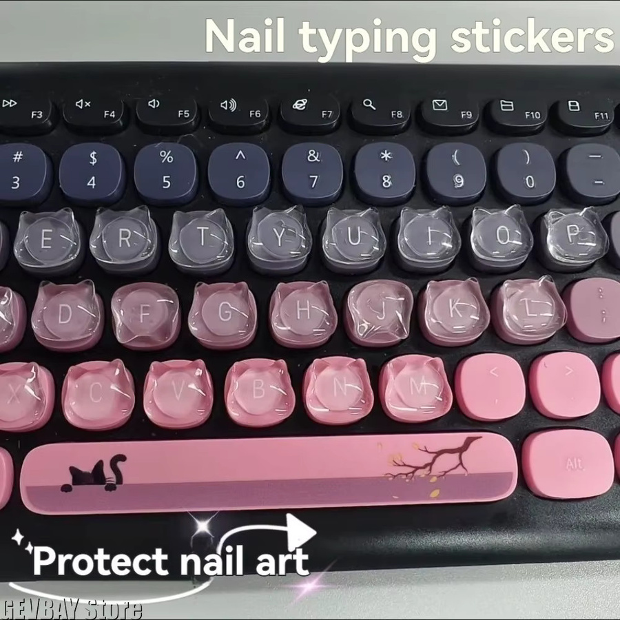 GEVBAY 24 Stück Katzen Glas Tastatur Aufkleber für mechanische Tastaturen und Notebooks, transparent - Bild 2