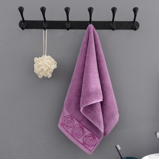 Yiran Furniture Saugfähiges Waschlappen-Handtuch aus reiner Baumwolle, Lila, B x H: 35 x 75 cm - Bild 1