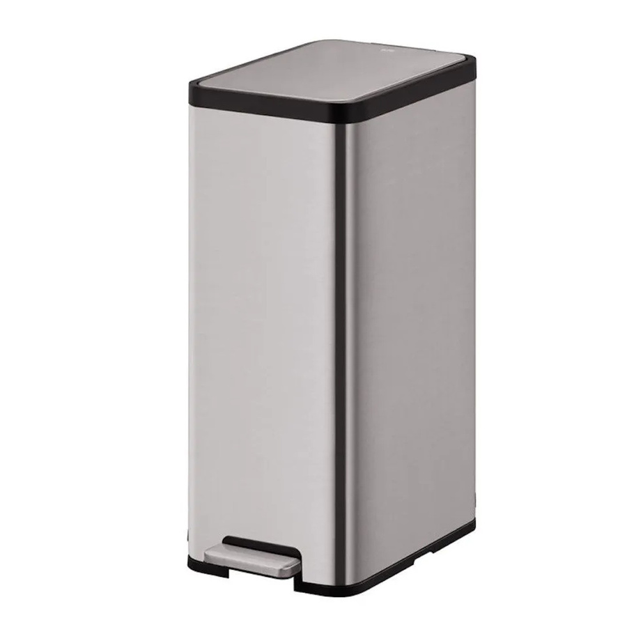 PROREGAL Treteimer aus mattgrauem Edelstahl mit herausnehmbarem Inneneimer, Silber, 45 Liter, H x B x T: 75,3 x 28,6 x 42,8 cm - Bild 2