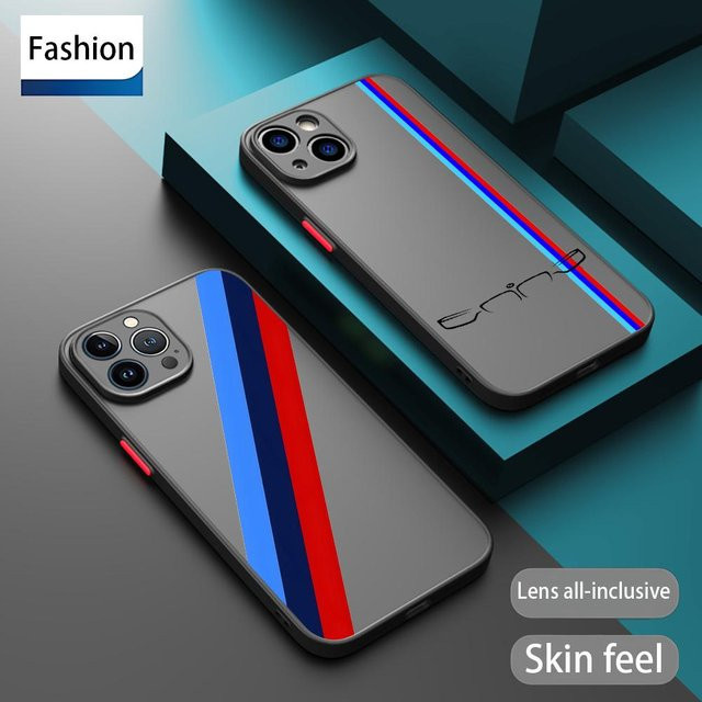 Sturzsichere Handyhülle mit M-Muster für iPhone 11 bis iPhone 17 Pro Max, matt und durchscheinend, Schwarz/Transparent - Bild 1