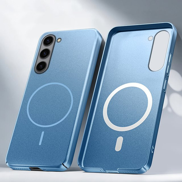 Magnetische Schutzhülle für Samsung Galaxy S25 S24 S23 S22 Ultra Plus in Blau, Stoßfeste PC-Hülle mit MagSafe-Kompatibilität und mattierter Metall-Lackierung - Bild 1