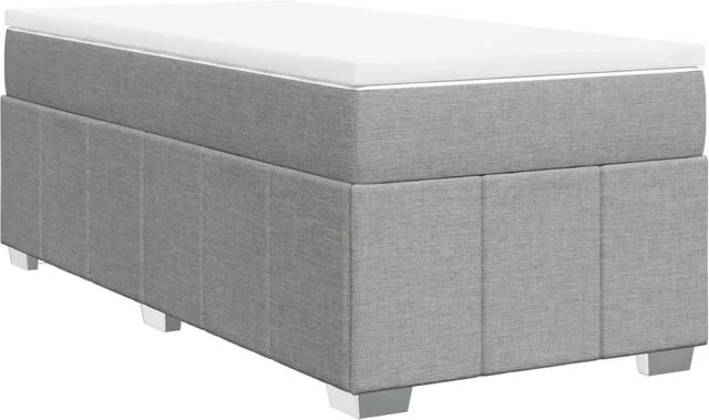 vidaXL Boxspringbett mit Matratze Hellgrau, Hybrid-Bett mit Taschenfederkern aus Stoff, B/T: 80 x 200 cm - Bild 1