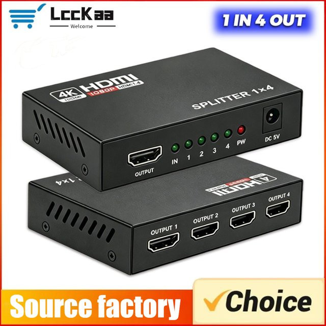 LccKaa HDMI Splitter Switcher 4K UHD 1 auf 4 Out Audio-Video-Konverter in Schwarz - Bild 1
