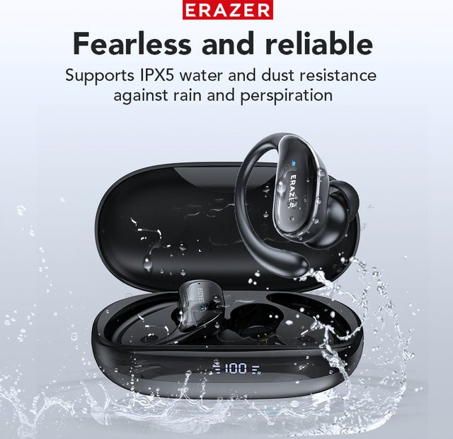 Erazer XT80 OWS True Wireless-Kopfhörer in Schwarz mit Bluetooth 5.4, Mikrofonunterdrückung und geringer Latenz - Bild 1