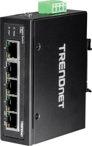 TRENDnet TI-G50 Industrial Ethernet Switch, 5-Port Gigabit DIN-Rail Switch, Schwarz - Bild 1