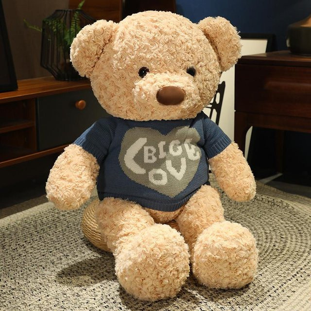 Wanrong Teddybär Puppe, Kuschelpuppe, blau, 80cm - Bild 1