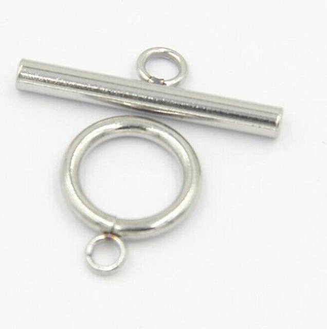 YULIN Knebelverschlüsse Edelstahl, vergoldet, silber, 2*15mm, Unisex - Bild 1