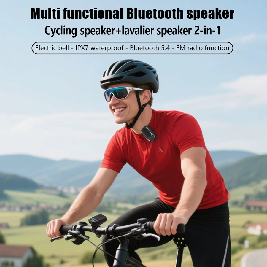 JINSERTA Bluetooth-Lautsprecher für das Fahrrad mit FM-Radio und Kragen-Clip, Schwarz - Bild 3