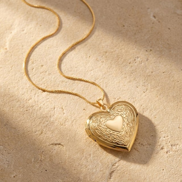 Rinhoo Halskette, Herz-Medaillon, Gold, Damen - Bild 1
