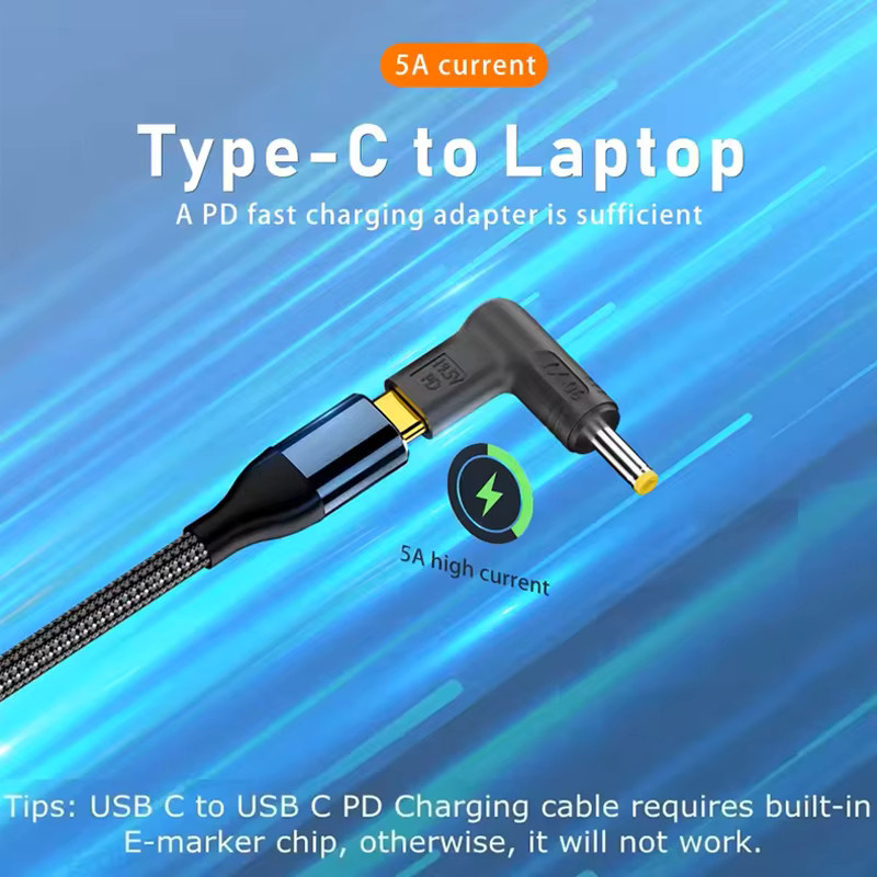 PD 100W USB-C zu Universal-Laptop-Ladegerät Konverter Schwarz für Asus Lenovo HP Dell Acer Samsung Schnellladegerät-Adapter - Bild 2