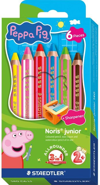 Noris junior Kinderbuntstifte Peppa Pig mit Anspitzer, 6 Farben, Mehrfarbig - Bild 1