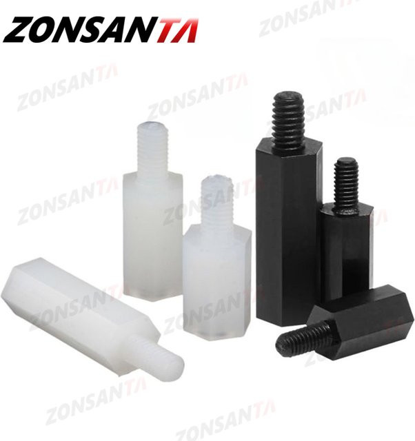 ZONSANTA Nylon Sechskant Abstandshalter mit Außengewinde für PCB und Motherboard in Schwarz und Weiß (M2 M2,5 M3 M4) - Bild 1