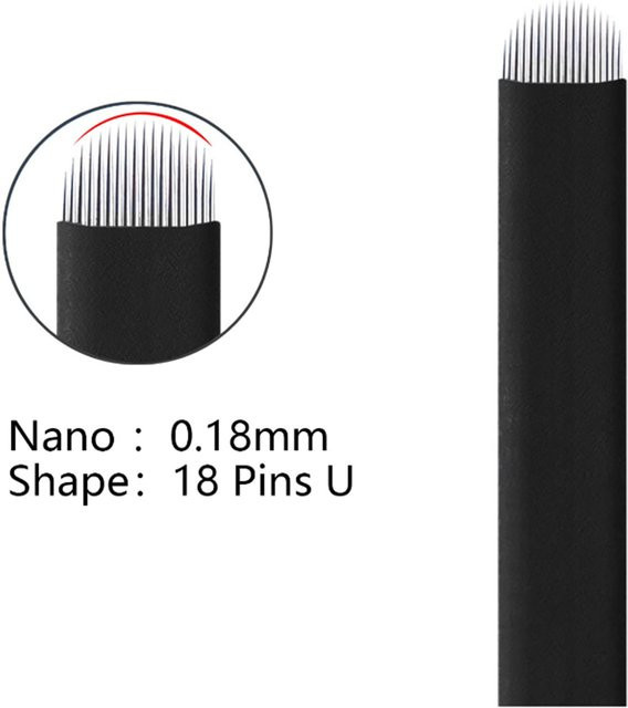Yoomay Microblading-Nadeln, 50 Stück, 0,18 mm, 18 U-Pins - Bild 1