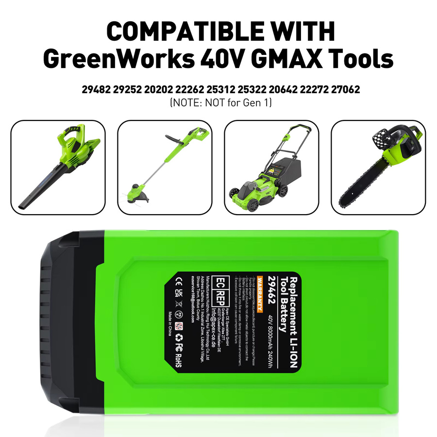 GreenWorks Ersatz-Akku 40V für Rasenmäher und Elektrowerkzeuge, kompatibel mit 29462, 29472 und 29282 - Bild 4