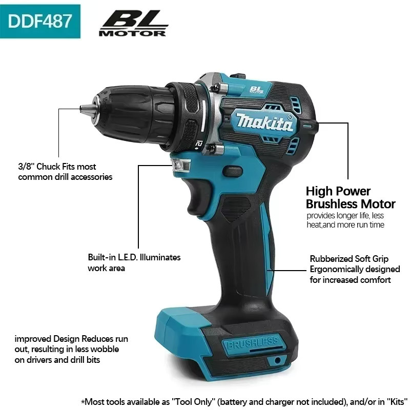 Makita DDF487 Akku-Bohrmaschine 18V bürstenlos in Blau - Bild 2