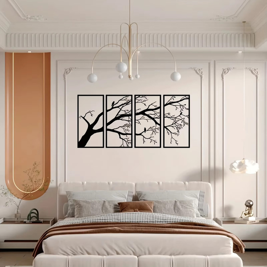 Cifbuy Baum des Lebens Metall Wandkunst Set, 4 Stück, Schwarz, Naturmotiv Wanddekoration für Innen und Außen - Bild 3