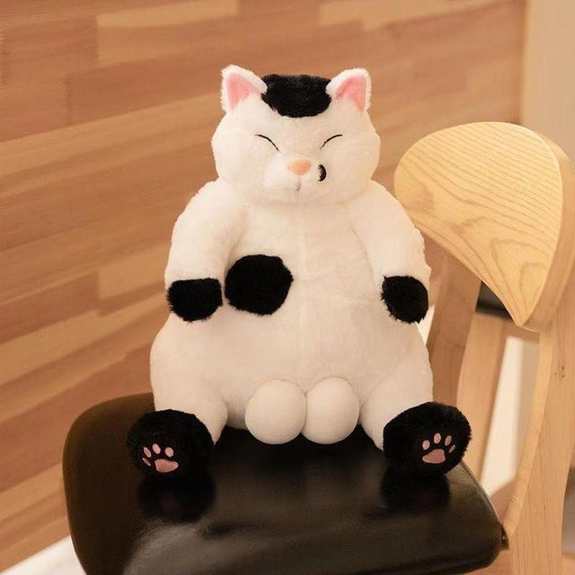 GDzaccly Faule Japan-Katzenpuppe, Plüschtier, Braun/Schwarz/Weiß, 35 cm - Bild 1
