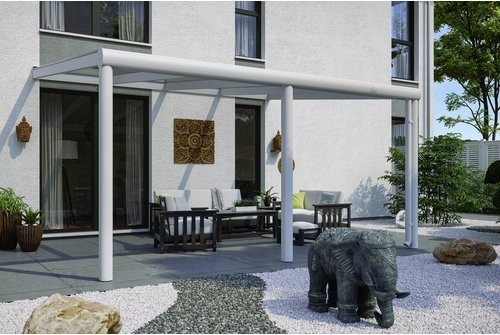 SKANHOLZ Terrassenüberdachung Garda in Weiß mit Polycarbonat-Dach und integrierter Regenrinne, Breite: 434 cm - Bild 1