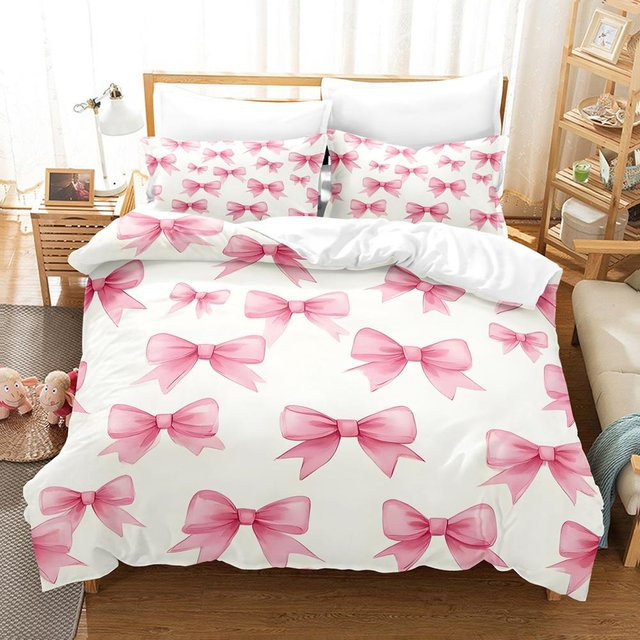 Binchi Fitness Bettwäscheset mit Schleifen-Design, weiß, Microfaser, B/H: 240 x 220 cm - Bild 1