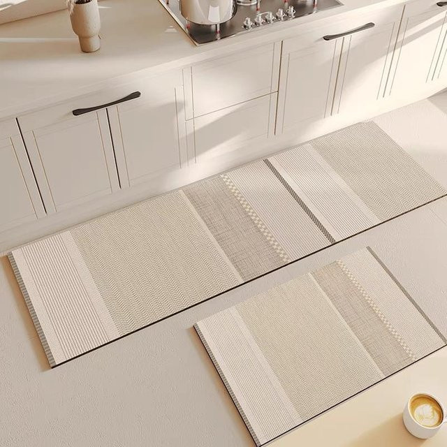 BC-Warm Home 2er-Set Japanische Bodenmatte in Creme, rutschfeste und wasserdichte Badematte aus Polyester, B/T: 80 x 50 cm - Bild 1