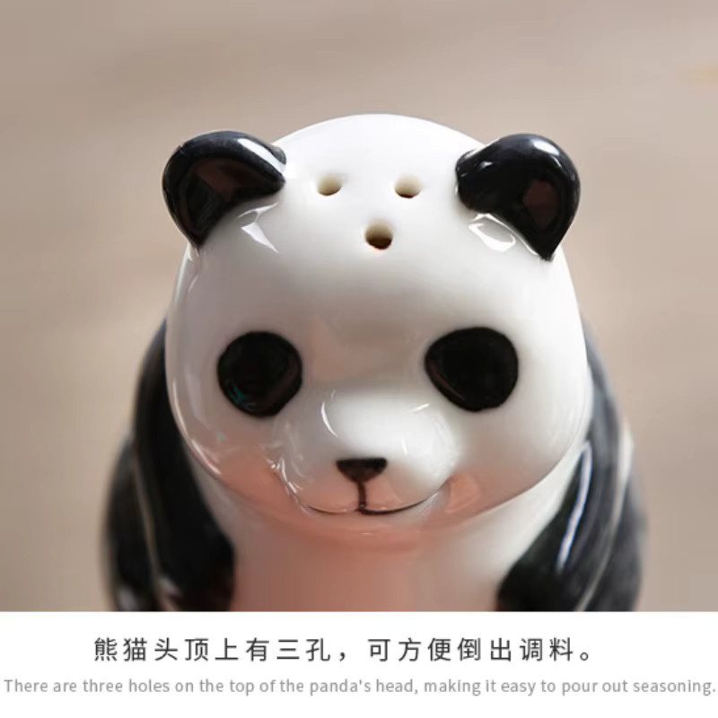 XINCHEN Keramik Gewürzstreuer Panda Handbemalt Weiß - Bild 3