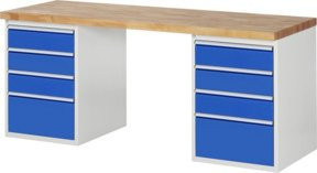 Rau Werkbank 7510A3 in Weiß mit 8 Schubladen, B/T/H: 200 x 70 x 89 cm - Bild 1