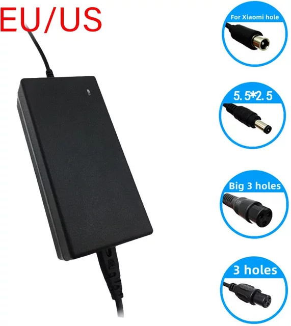 Lithium-Ionen-Ladegerät 54,6 V 2A für 48V 13s Skateboard und Balance-Fahrzeuge, Schwarz, mit Barrel-Stecker - Bild 1