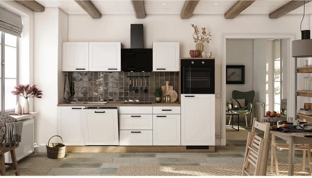Flex-Well Exclusiv Küchenzeile Julia 2327-019 in Weiß Matt und Cosmopolitan Eiche, Breite: 280 cm, Höhe: 85 cm, Tiefe: 60 cm - Bild 1
