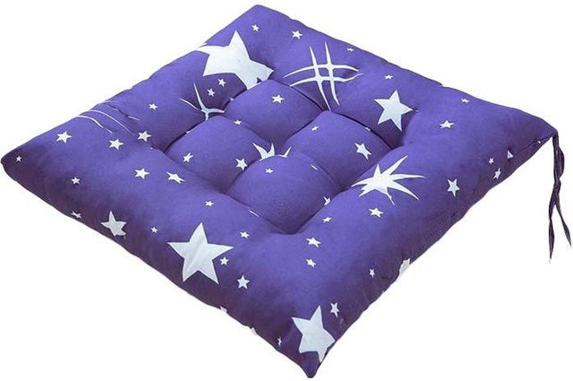 Quadratisches Sitzkissen aus Baumwolle und Leinen in Blau für Sofa, Stuhl oder Garten, Breite: 40 cm, Tiefe: 40 cm, Höhe: 4 cm - Bild 1
