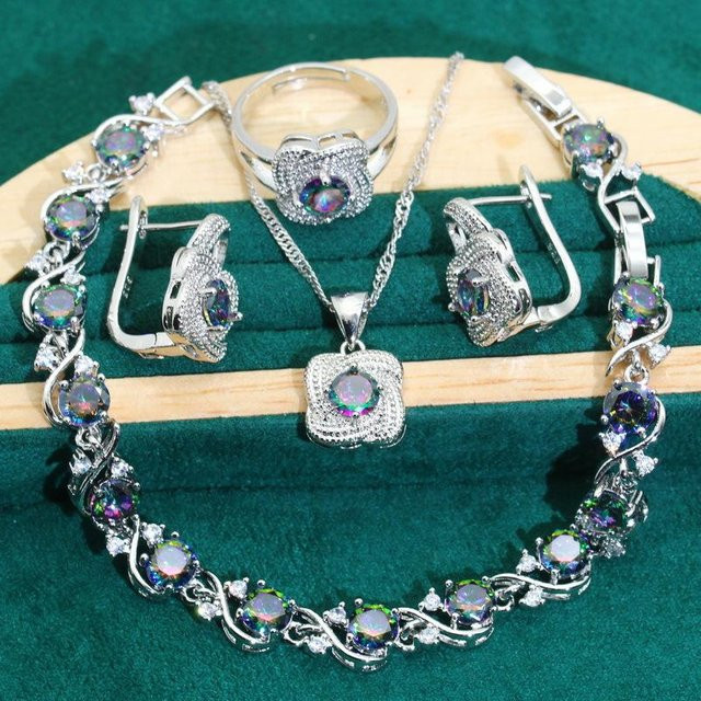 YIRAN Jewelry Schmuckset, Zirkonia, Kupfer, gray, Damen - Bild 1