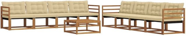 vidaXL Outdoor-Sofagarnitur 9-teilig aus Akazienholz mit Textilene und Kissen in Natur-Beige - Bild 1