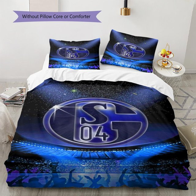 FC Schalke 04 Bettwäsche Set mit Muster, Blau, B/T/H: 200 x 200 cm (1 Bettbezug und 2 Kissenbezüge) - Bild 1