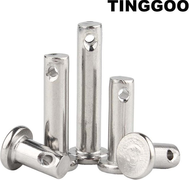 TINGGOO Flachkopf-Lagerzylinder aus 304 A2 Edelstahl in Silber, Positionierungs-Einsatzstift und Achsen-Rollzapfen (M3 bis M12) - Bild 1