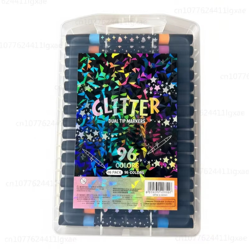 Glitter-Kunstmarker mit Einzel- und Doppelspitzen in Multicolour für DIY-Bastelarbeiten und Gestaltung von Geburtstagskarten - Bild 5