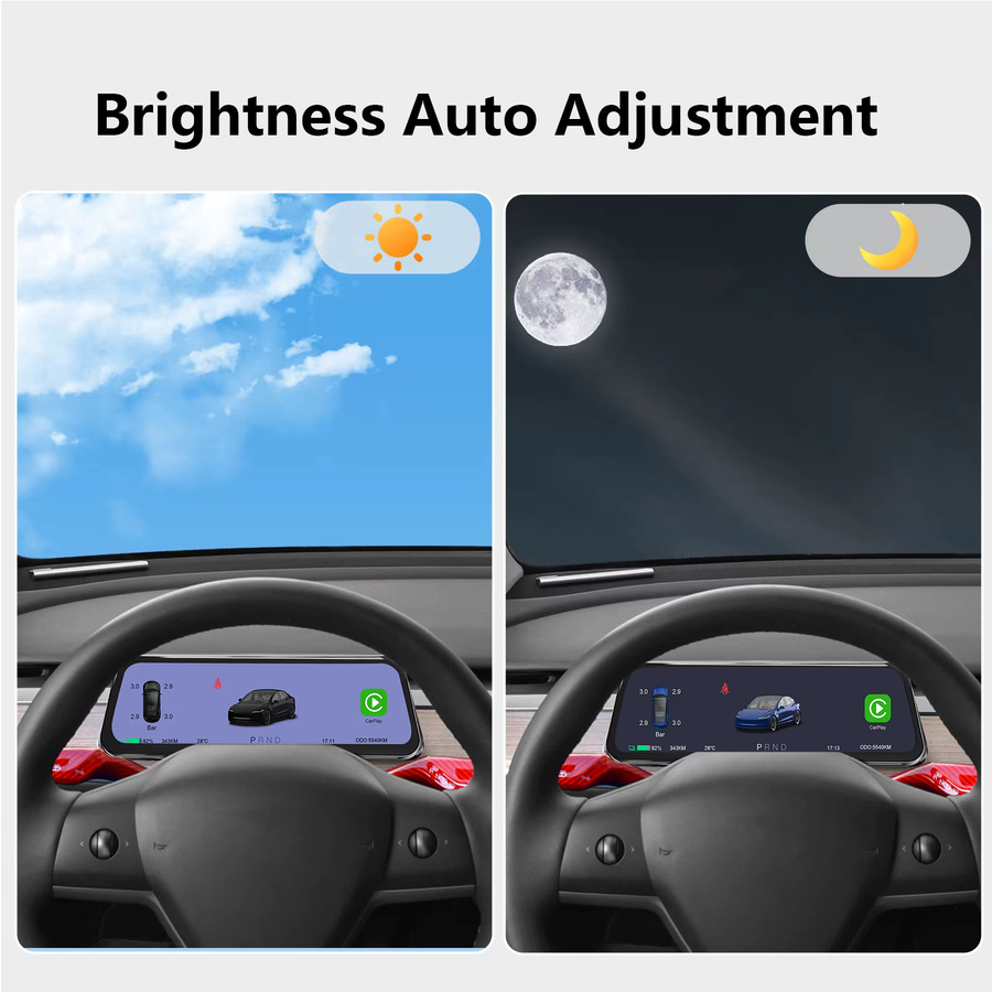 Onlysay 9,6 Zoll Tesla HUD für Model 3 (2017-2023) und Model Y (2019-2024) Bildschirmanzeige in Schwarz mit CarPlay und Android Auto Unterstützung - Bild 6