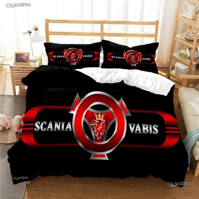 Somelli Bettwäsche-Set Scania LKW Adlerkopf in Schwarz mit Bettbezug und Kissenbezügen aus Mikrofaser, Breite: 240 cm, Länge: 220 cm - Bild 1
