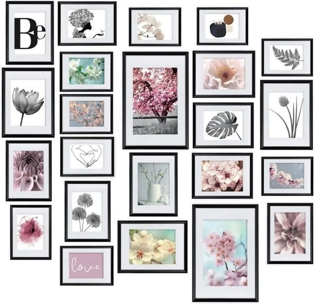 Bomoe Blossom Bilderrahmen Set aus Kunststoff in Schwarz, 24-teilig - Bild 1