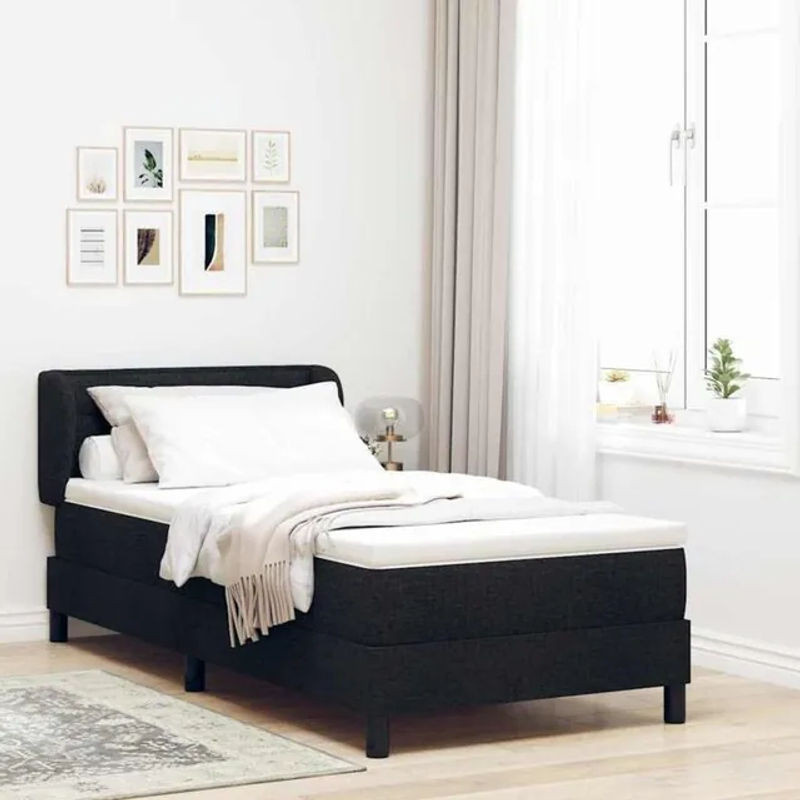 vidaXL Boxspringbett mit Matratze aus Stoff in Schwarz, B/T: 100 x 200 cm - Bild 1