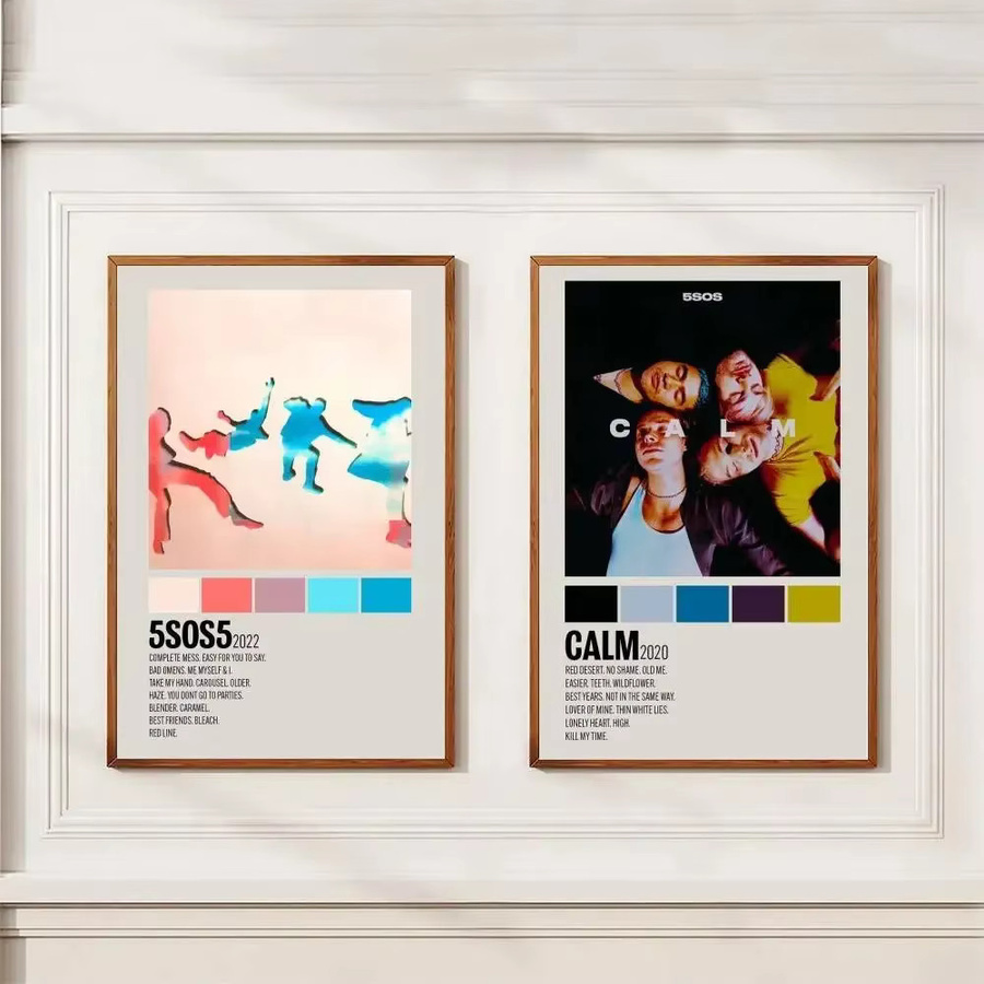 MINISO Sommer HD Musik Album 5SOS Poster Aufkleber, Mehrfarbig, B/H: 15 x 15 cm - Bild 4