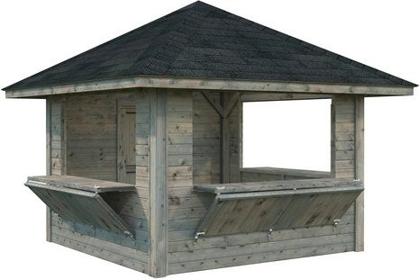 Marktstand PALMAKO Bianca Set 106 aus Fichtenholz in Grau mit Pyramidendach, B/T/H: 300 x 300 x 319 cm - Bild 1