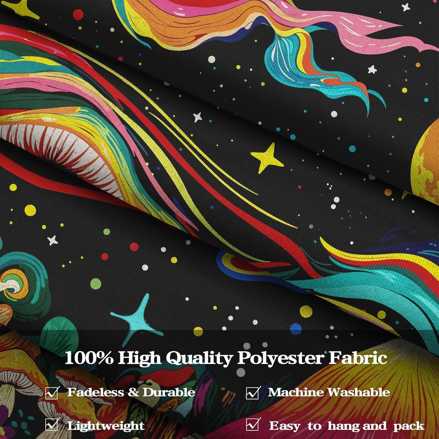 Bunter Hippie Wandteppich von JMG Household Supplies mit abstraktem Auge, Pilz und floralem Design, B/H: 70 x 100 cm - Bild 1