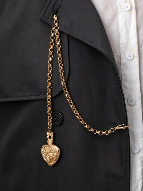 Anhänger mit Taschenuhrkette, Herzform, Gold, Damen - Bild 1