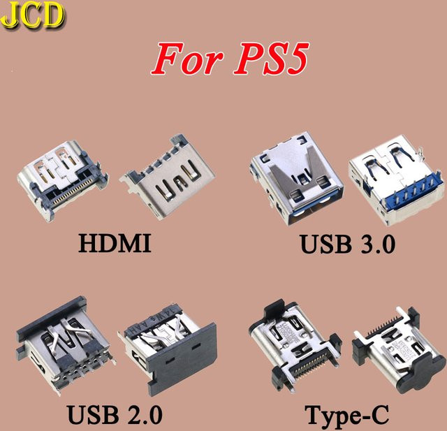 JCD USB Typ-C Super-Speed Port für PS5 Konsole in Silber mit USB-A und HDMI Kompatibilität - Bild 1
