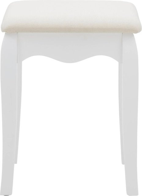 Mömax Hocker Sara II in Weiß und Beige mit Stoffbezug und Holzgestell, B/T/H: 41,0 x 28,0 x 28,0 cm - Bild 1
